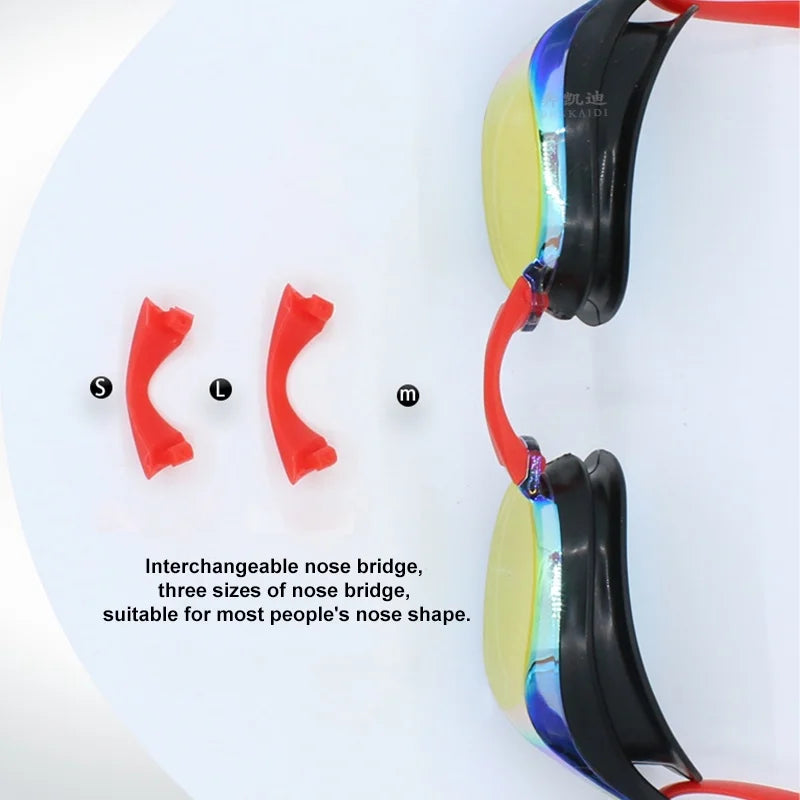 Professional competition goggles, electroplating, anti haze, waterproof, UV resistant, silicone, diving goggles, racing goggles.