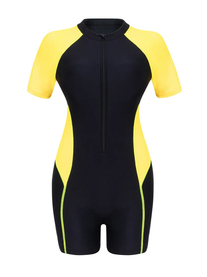 One Piece Surfing Sport Swimwear Women Short Sleeve Swimsuit Summer Beach Bathers Swimming Swim Diving Clothes Female