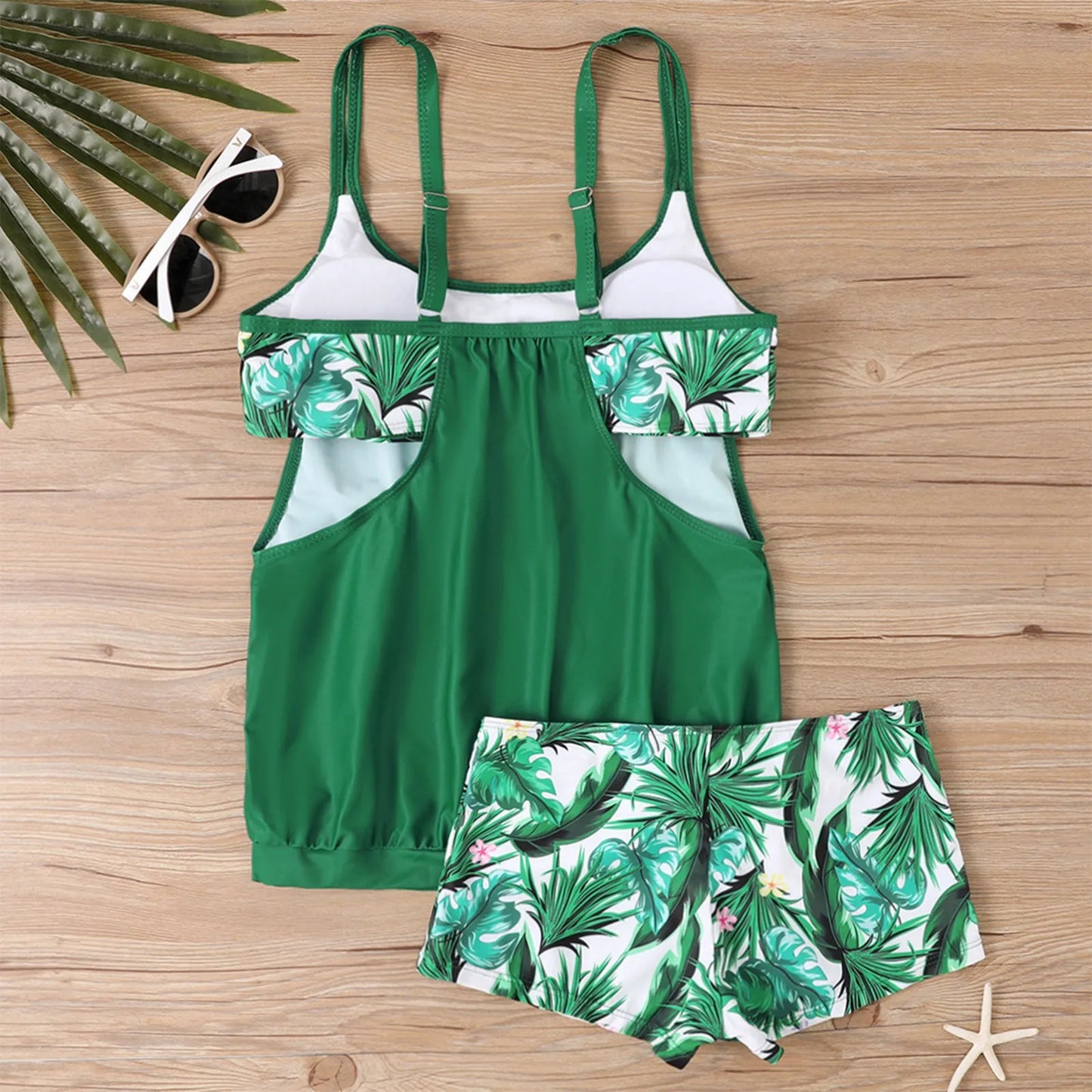 Women'S Printed Sling Split Boxer Shorts Bikini Plus Size Swimsuit Two Piece Comfortable