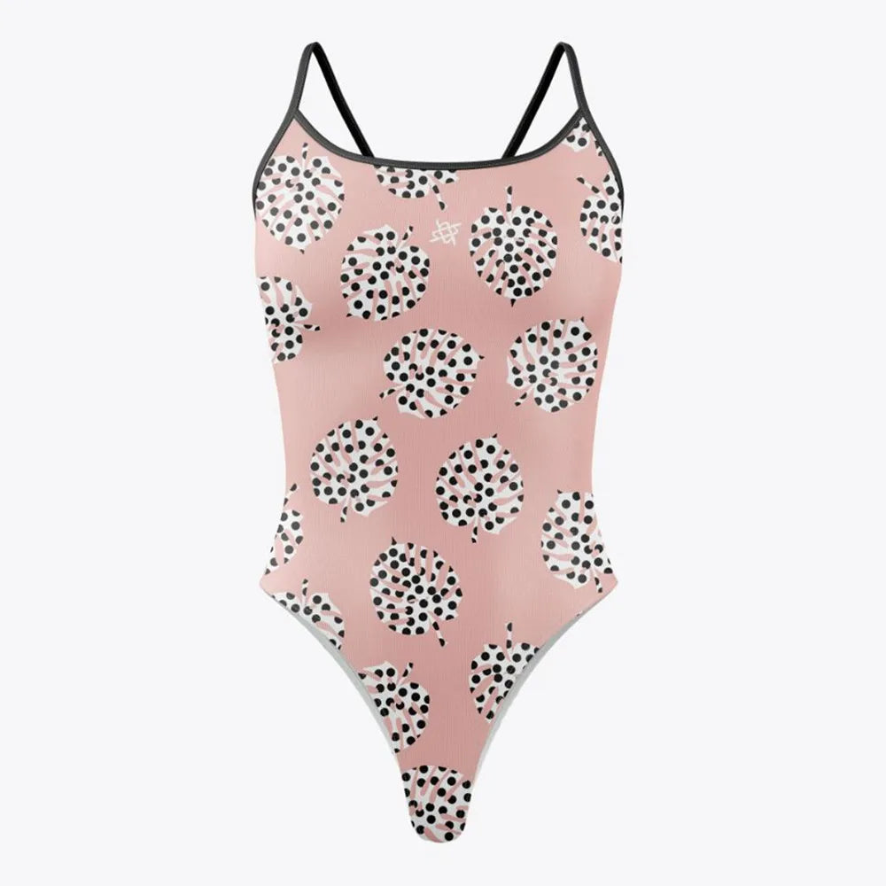 Women One-piece Swimsuit Summer Racer Back Beach Printing Bathing Suit Open Water Training Race Swimwear Quick Drying Swim Suit