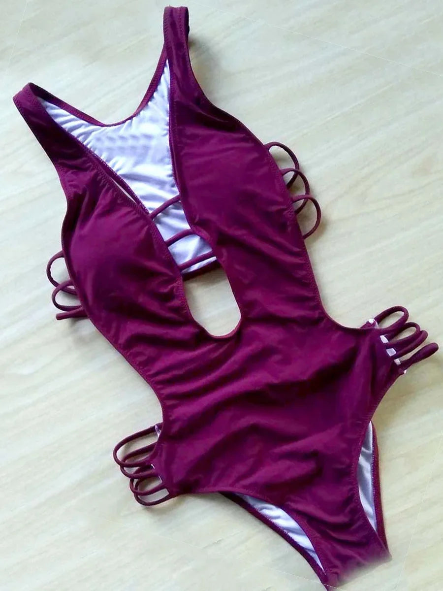 S - XXL Printed Women Swimwear One Piece Swimsuit Female High Cut Trikini Backless Monokini Bather Bathing Suit Swim Lady
