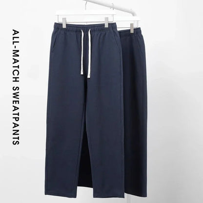 Men's Loose Straight Pants Diagonal Stripes Elastic Waist All-match Ankle Length Pants Spring Autumn Casual Outdoor Sweatpants