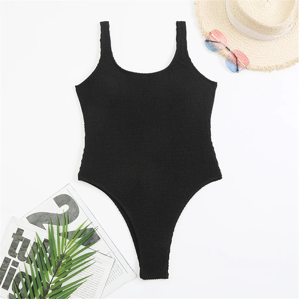 Fluorescent Crinkle Cloth Swimsuit for Women, Special Fabric Bikini, Candy Color, European and American