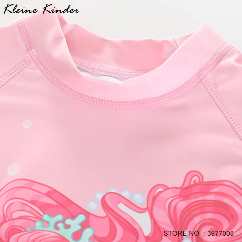 Swimsuit for Children Long Sleeve Rash Guard Swim Skirt and Surf Pant Set Sunscreen UV Protection Beach Kids Bath Clothes Girl