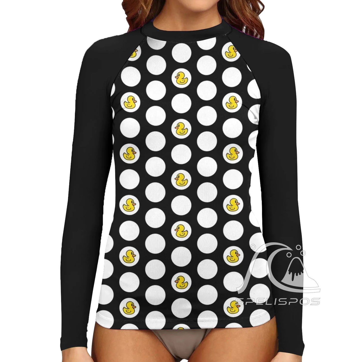 SPELISPOS Long Sleeve Women's Surfing Suit UV Protection Water Sports Tight Swimwear Beach Swimming High-Elastic Large Size Tops