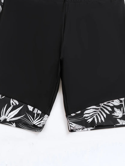 Tropical Leaf Print Separate Swimsuits Tankini Set Female Swimwear Sports Beach Wear Two-Piece Bathing Suits Pool Women Swimming Suit