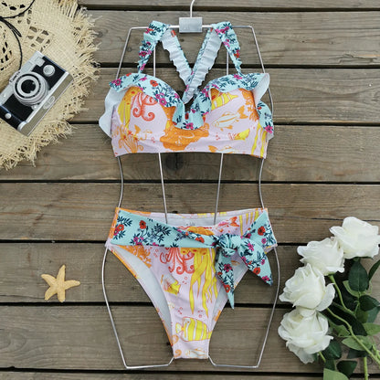 Brazilian Bikini Set Women Print Biquini Female Cut Bikinis Swimwear Push Up Swimsuit Bath Suit