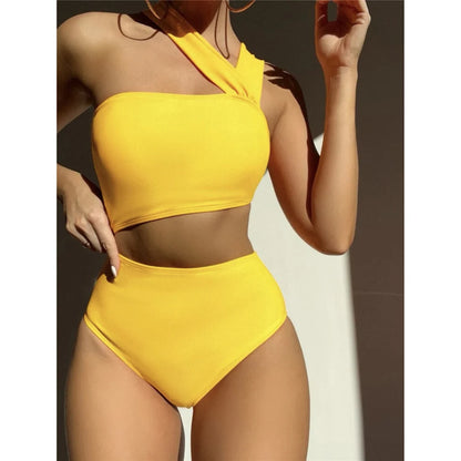 S - XL 13 Colors Asymmetric Cut Out One Piece Swimsuit Women Swimwear Female One Shoulder Padded Bather Bathing Suit Swim