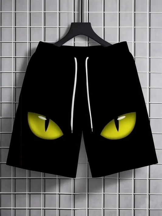Black Cat Printed Beach Shorts For Men Women Sports Shorts Fashion Loose Casual Summer Quick Dry Swimming Trunks Board Shorts