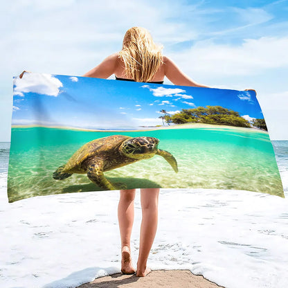 Adults Oversized Beach Towels Sand Free Sea Turtle Beach Towels Quick Dry Large Bath Towels Microfiber Lightweight Travel Towel