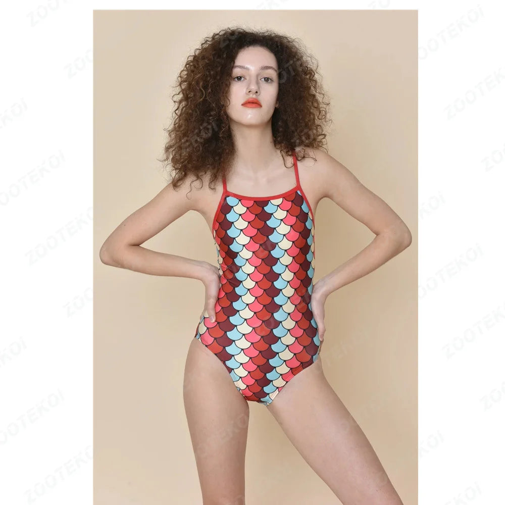 Swimwear Printed Designs Women's Swimming Suit Swimming Pro Team Long Training Comfortable Swimwear Race Training Suit