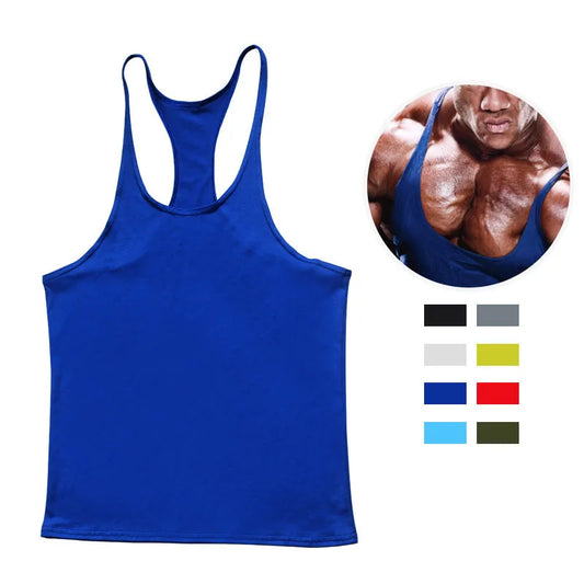 European American Summer Casual Exercise Workout Training Vest Men's Solid Color plus Size I-Shaped Vest
