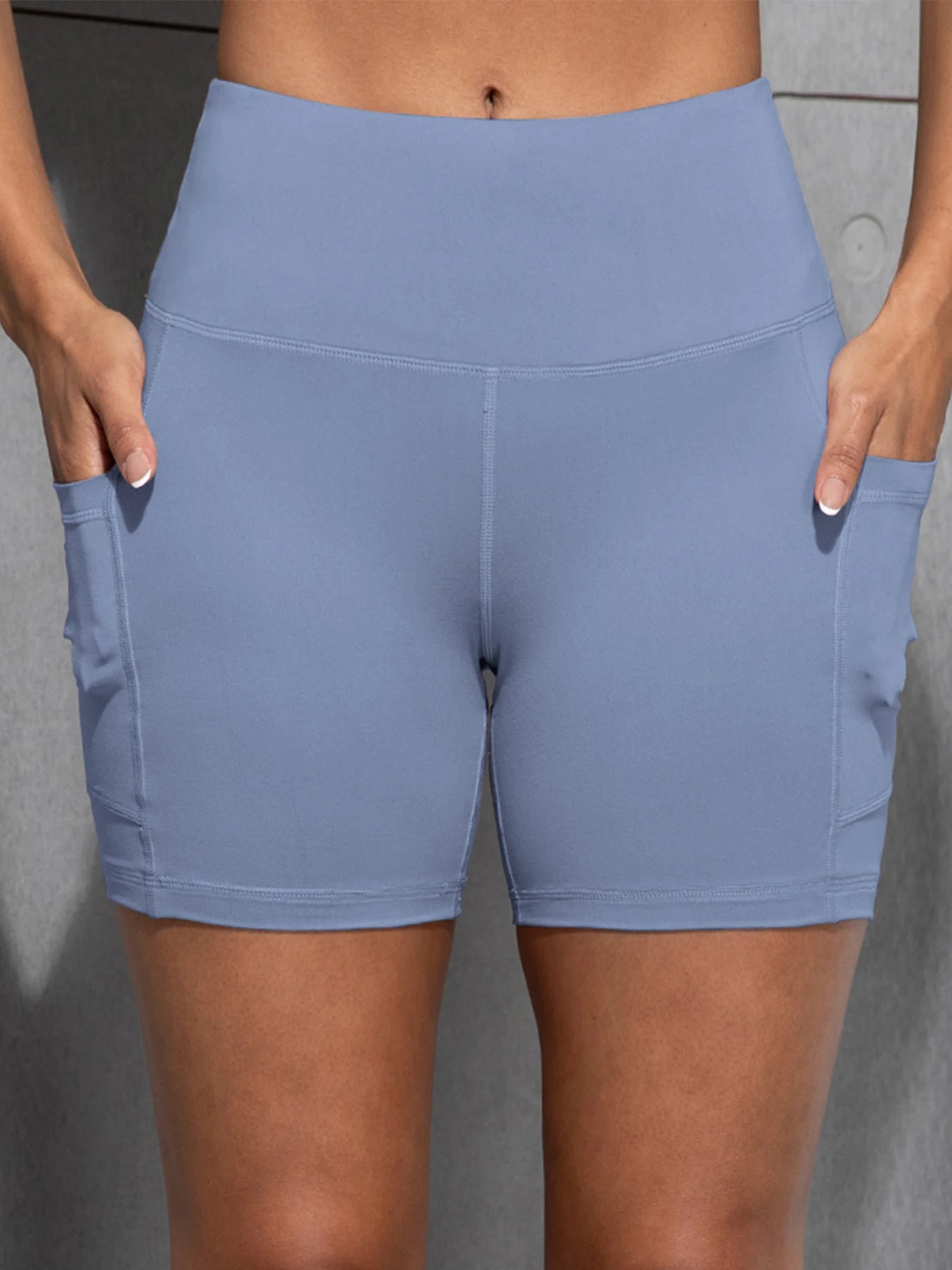 Yoga Shorts with Pockets High Waist Butt Lifting Cycling Tight Elastic Slim Running Fitness Women Shorts Sportswear