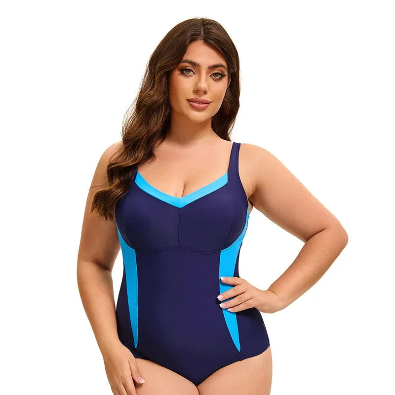 Plus Size Swimsuit Women's One Piece Swimsuit Block Color One Piece Bathing Suit Beach Outfit Sport Swim Suits