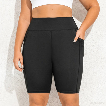 Plus Size Biker Shorts with Pockets for Women High Waisted Workout Tummy Control Gym Running Athletic Yoga Short