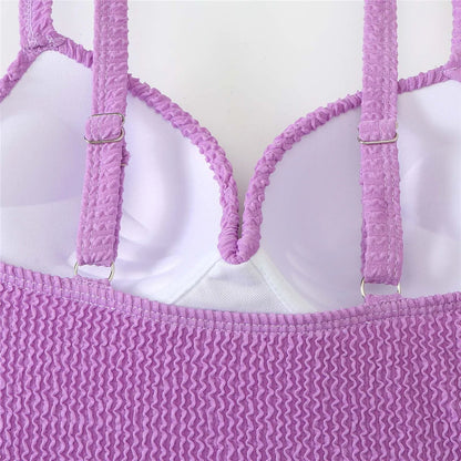 S - XL Ribbed Push Up Swimsuit Female Swimwear Women One Piece With Bra Cup Bather Bathing Suit Swim