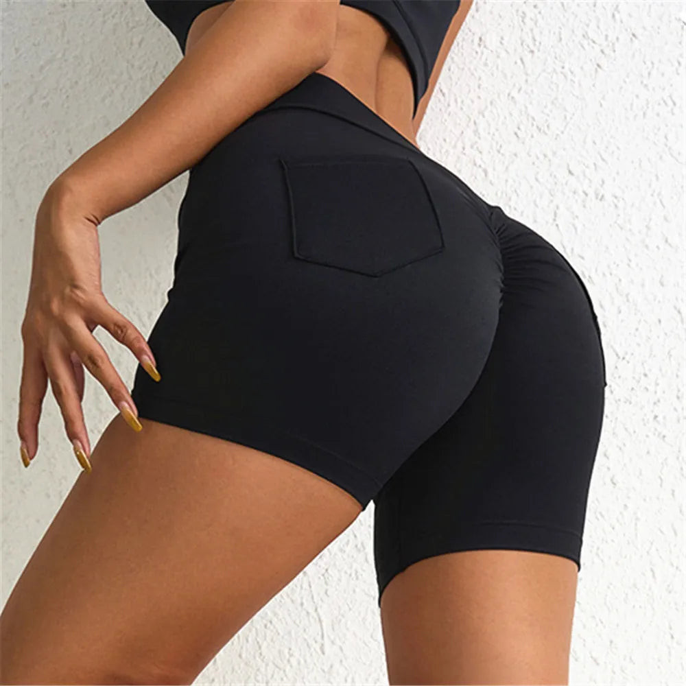 V Back Waist Scrunch Yoga Pant Women Sport Legging Gym Squat Proof Fitness Pant Hip Lift Workout Shorts Tights Active Wear