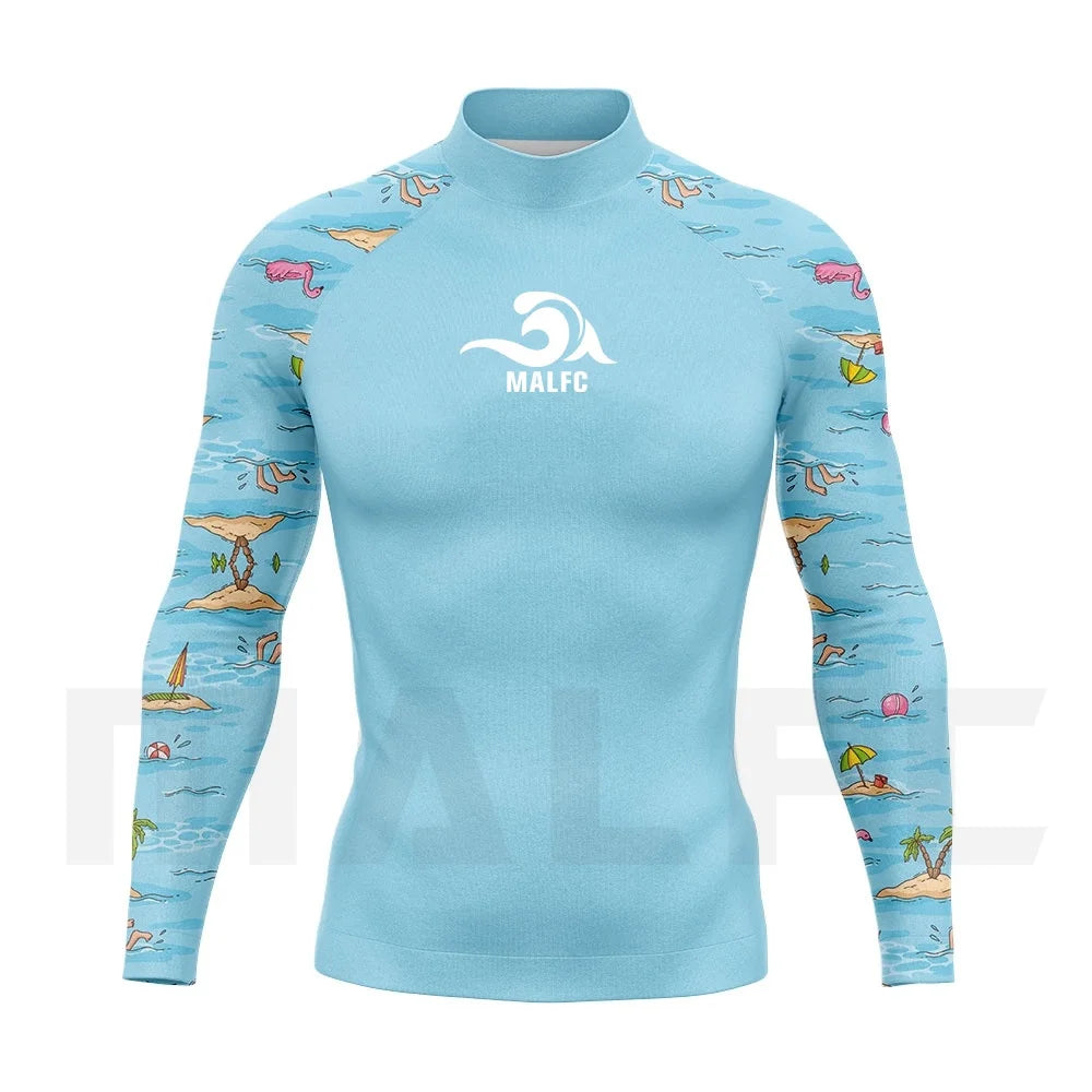MALFC Rash guard for men Surfing Clothes Swimsuit Rashguard Surf Wear UPF 50 Water Sport Long Sleeve T-shirt Swimwear snorkeling