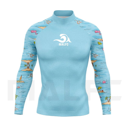 MALFC Rash guard for men Surfing Clothes Swimsuit Rashguard Surf Wear UPF 50 Water Sport Long Sleeve T-shirt Swimwear snorkeling