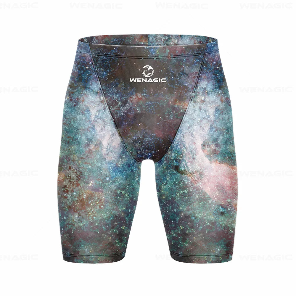 Men's Swimming Jammer Swimwear Endurance Athletic Training Swimsuit Summer Beach Swimming Trunks Diving Surf Tight Shorts