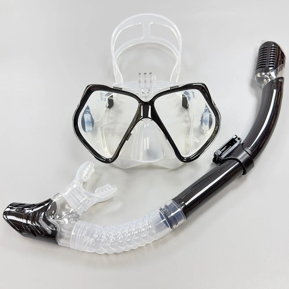 Snorkel Set Diving Mask For GoPro Underwater Sports Camera Anti-Fog Professional Swimming Goggles Dry Snorkeling Tube For Adults