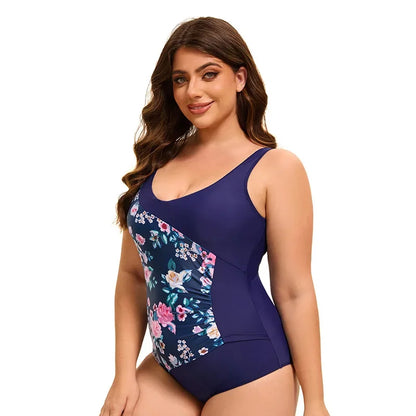 Plus Size Women's  One Piece Swimsuit Women Athletic Swimming Bathing Suit Flower Printed Swimwear