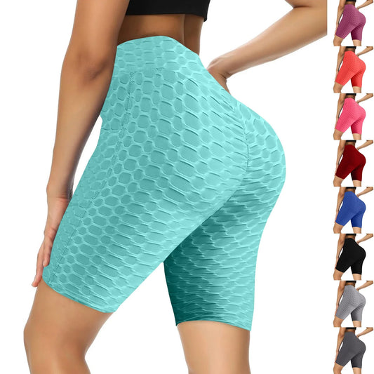 Women's Capris Yoga Fitness Peaches Buttocks Bubble Sports Leggings With Pockets Pants for Women Women’s Yoga Pants