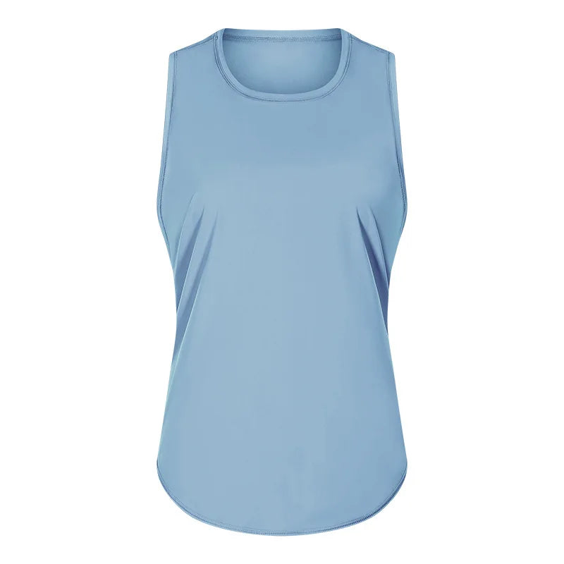 Women Summer  Open-Back Yoga Vest for  Loose-Fit and Moisture-Wicking Sleeveless   Running Fitness Shirt