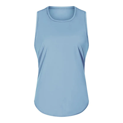 Women Summer  Open-Back Yoga Vest for  Loose-Fit and Moisture-Wicking Sleeveless   Running Fitness Shirt