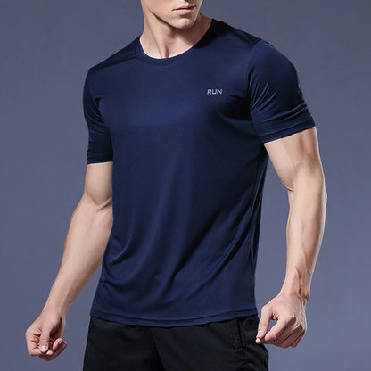 Mens Short Sleeve Sport t Shirt Quick Dry Running t-Shirt Breathable Fitness Shirt Top Ice Silk Gym Football Jerseys Man Clothes
