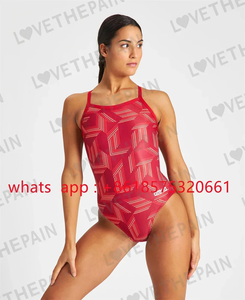Women's Geometric-Print Thin-Strap One-Piece Swimsuit