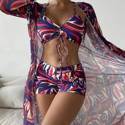 Color Print Swimsuits Bikini Sets Female Swimwear Sports Beach Wear Two-Piece Bathing Suit Girls Pool Women Swimming Suit