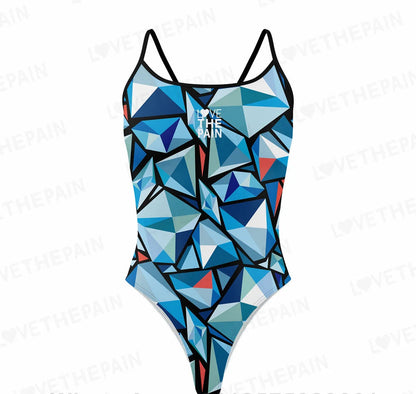 Love The Pain Spaghetti straps Women Swimwear Back Swimsuit One Piece Comfortable Suit printing Functional Swimwear