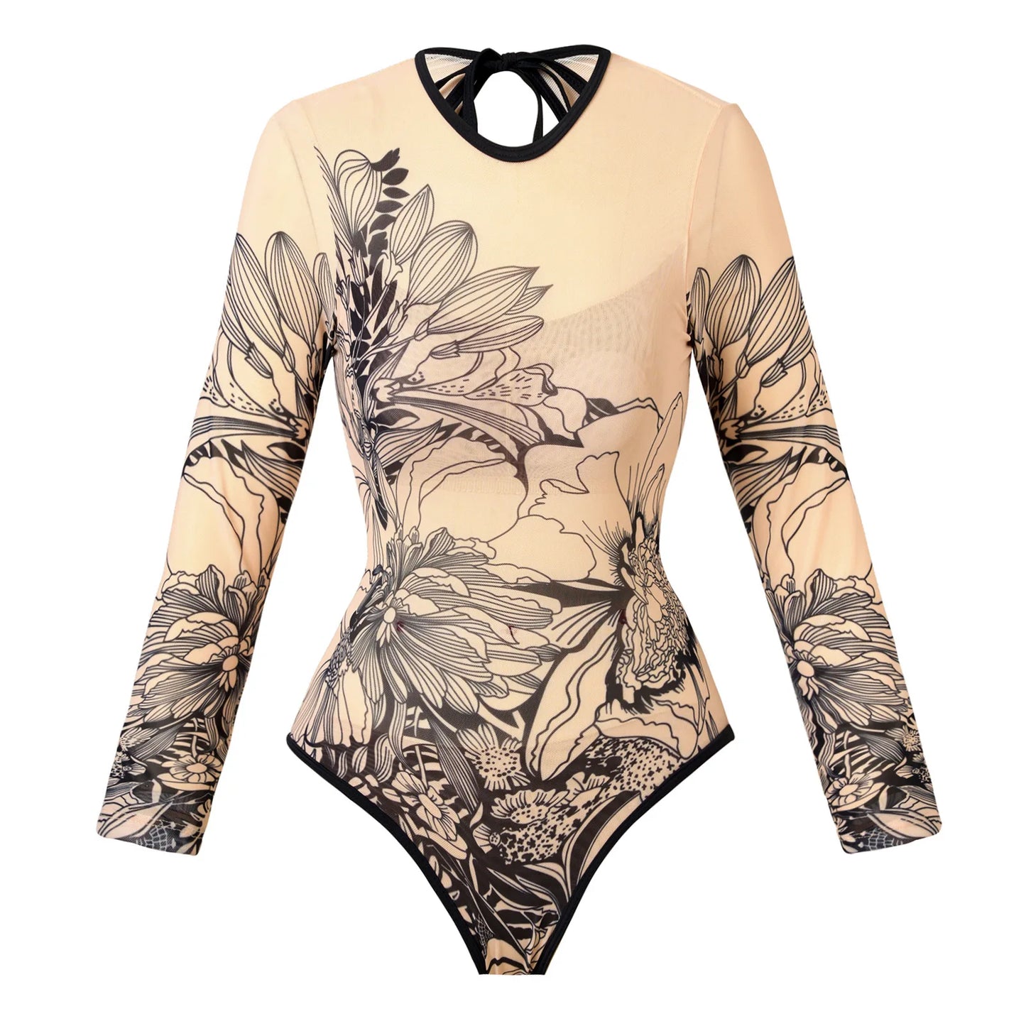 Rash Guard  Beach Print One Piece Swimsuit Beachwear Sun Protection Quick-drying Slim Long Sleeve Swimwear Swimsuit Monokini Vacation