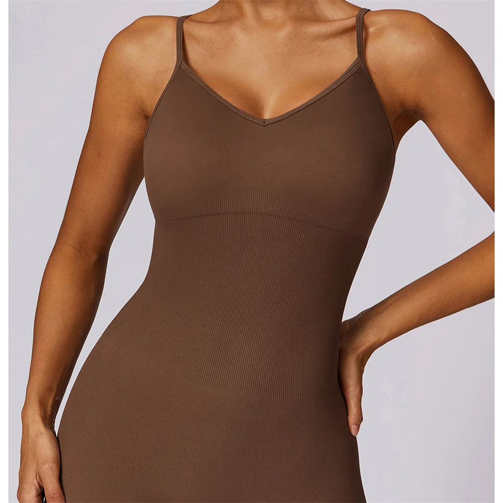 Women's V-Neck Cross-Back Workout Jumpsuit & Playsuit