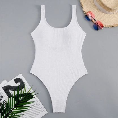 Fluorescent Crinkle Cloth Swimsuit for Women, Special Fabric Bikini, Candy Color, European and American
