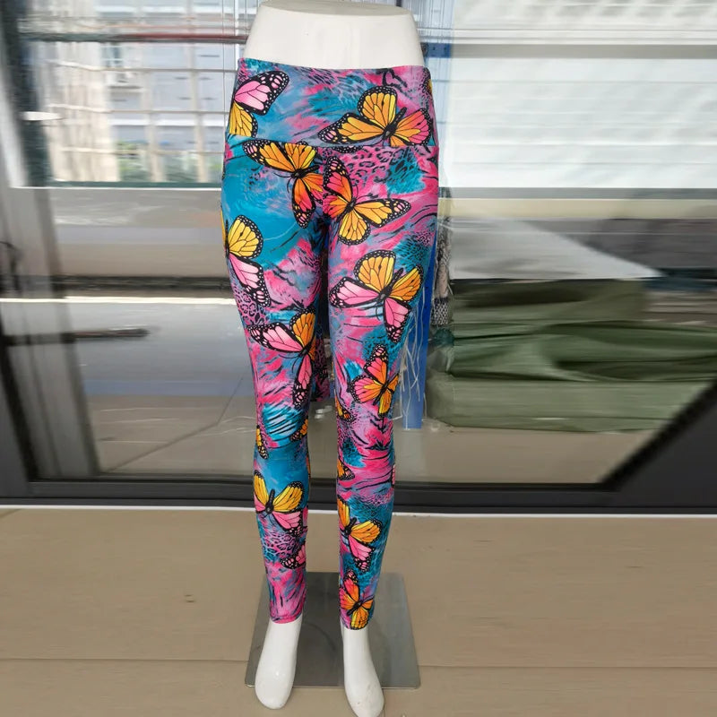 High Waist Bowknot Leggings Butterfly Print Yoga Pants Bandage Tights for Women Push Up Exercise Fitness Workout Legging