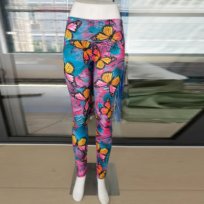High Waist Bowknot Leggings Butterfly Print Yoga Pants Bandage Tights for Women Push Up Exercise Fitness Workout Legging