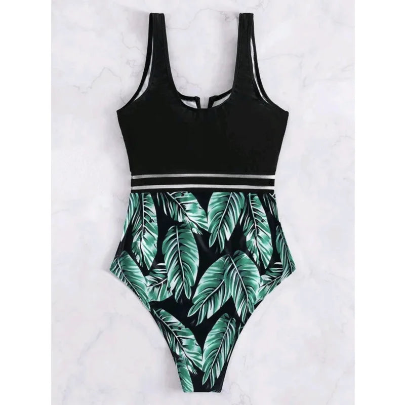 Black Print One Piece Swimsuits Closed Female Swimwear Push Up For Women's Swim Wear Body Bathing Suits Beach Pool Bather