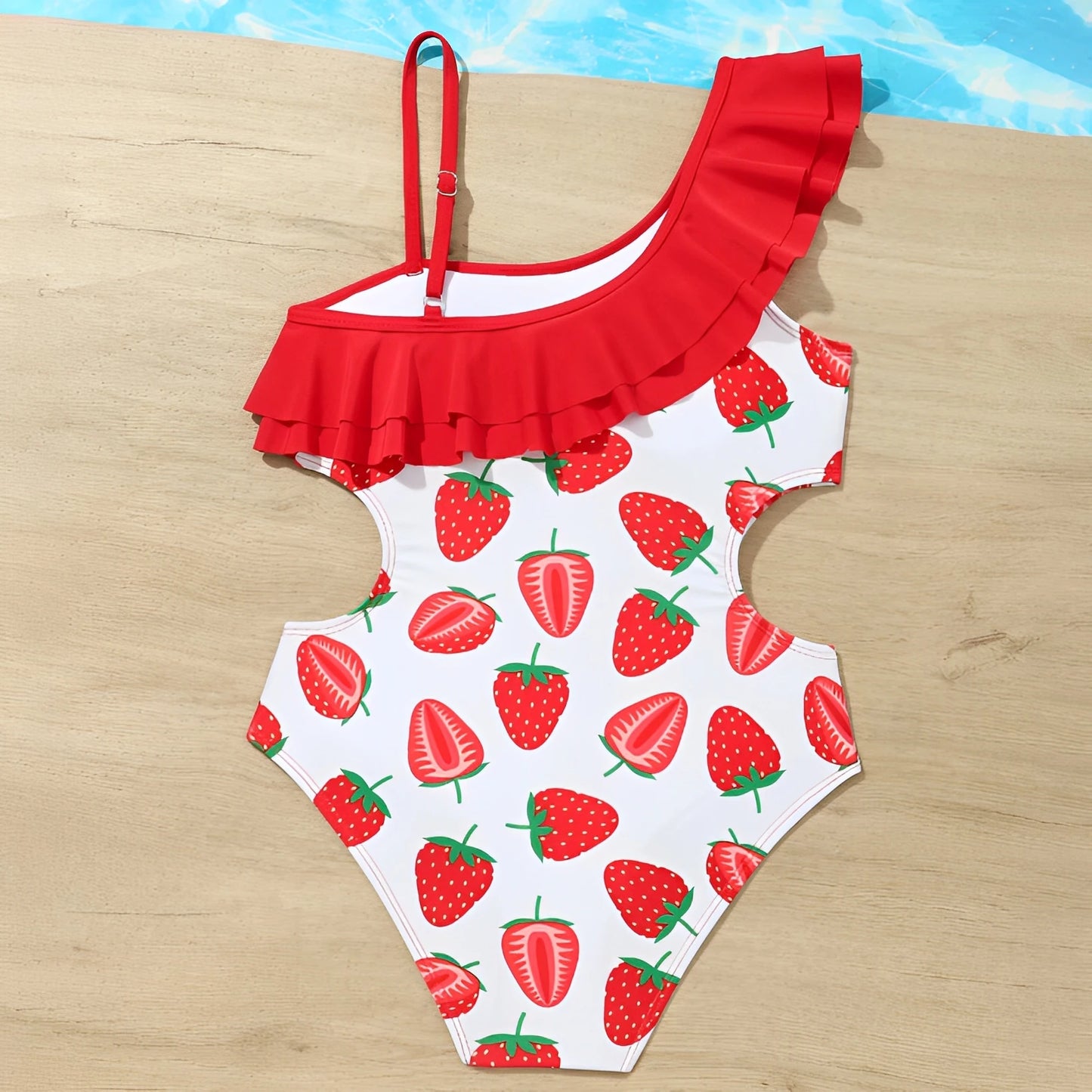 Girls Printed Ruffle Swimsuit One Piece Kids Swimwear Children Swimming Bathing Swim Suit Beachwear