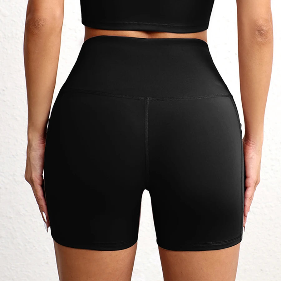 Women's Yoga Shorts with Pockets Stretch Tummy Control Workout Shorts  Running Athletic Shorts for Gym Cycling Sportswear
