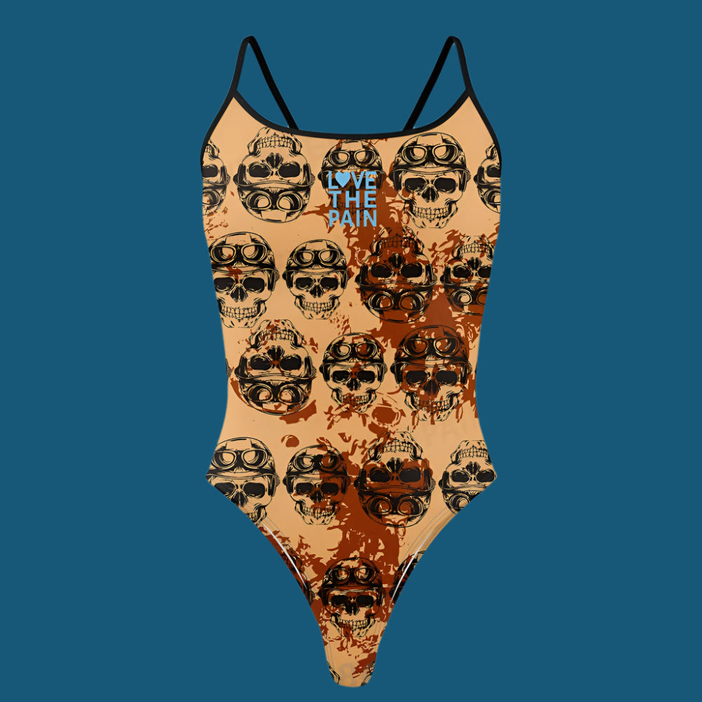 Love The Pain Female Skulls & Animal Print One Piece Swimsuit Swimwear