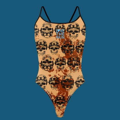Love The Pain Female Skulls & Animal Print One Piece Swimsuit Swimwear