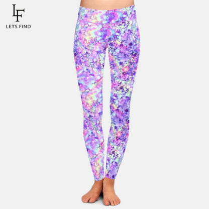 Women's 3D Glitter Digital Printing Leggings High Waist Fitness Skinny Stretch Leggins Elastic