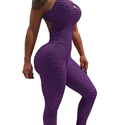 Open-Back Cross-Body Fitness Suit Peach-Shape Sports Bra and Leggings Jumpsuit Women's Tight Sweatshirt for Yoga and Fitness