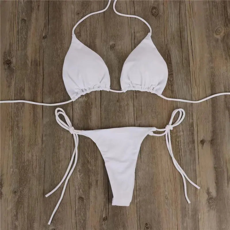 Summer Swimsuit Women Bikini Set Push-up Padded Bra Thong Two Pieces Swimwear Beachwear Bathing Suit female swimsuits