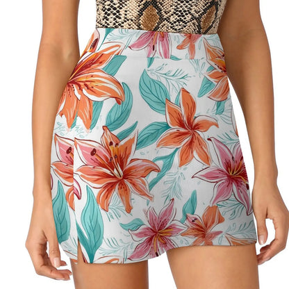 Lily Floral Tulips Skirt Summer Colorful Flowers Fashion Casual A-line Skirts Elegant Mini Skirt Woman Design Oversized Clothing
