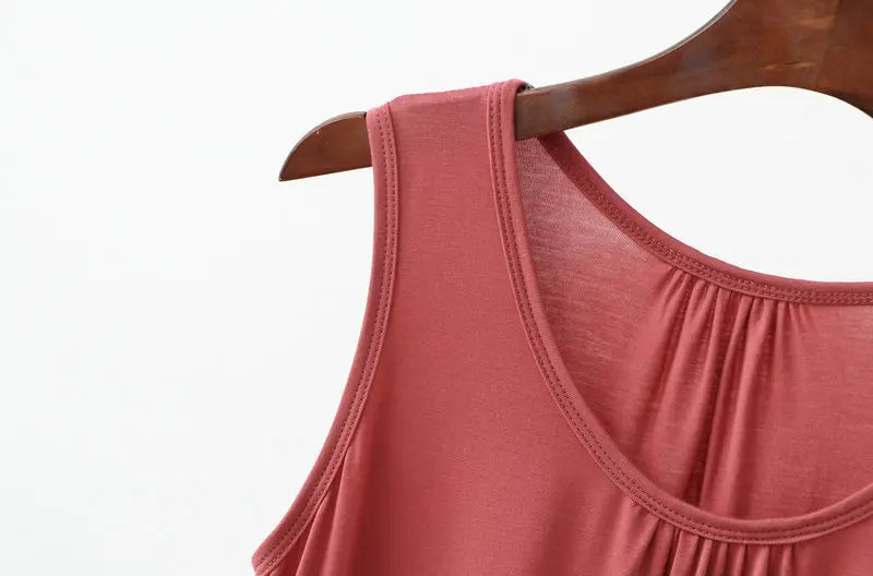 Large size Tank Tops Loose Folds Summer women Modal sleeveless Tshirts Solid color Homewear Top Bottoming Vest XL to 6XL