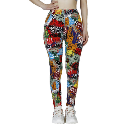 3D Geometric Graffiti Printed Women's Yoga Pants Fashion Running Fitness High Waist Leggings Outdoor Daily Sports Pant For Women