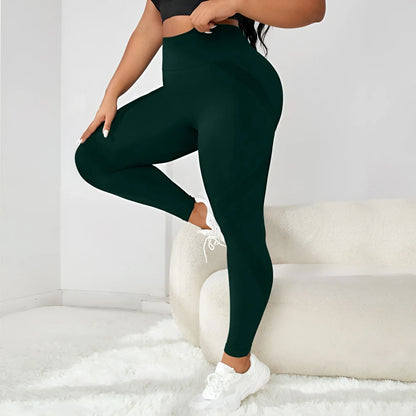 Plus Size Four-Way Stretch Hip-Covering High-Elastic Yoga Fitness Women's High-Waisted Line Seamless Pants